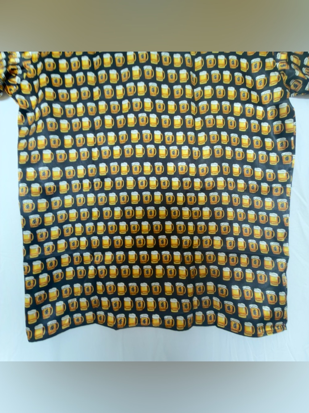 Casual Black Short-Sleeve Button-Down Shirt with Yellow Mug Print - Picture 9 of 12